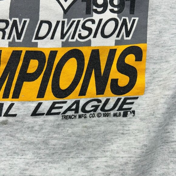 90s Vintage Pittsburgh Pirates Graphic Tee Mens XL Dead Stock 1991 NL Champions - Picture 3 of 11